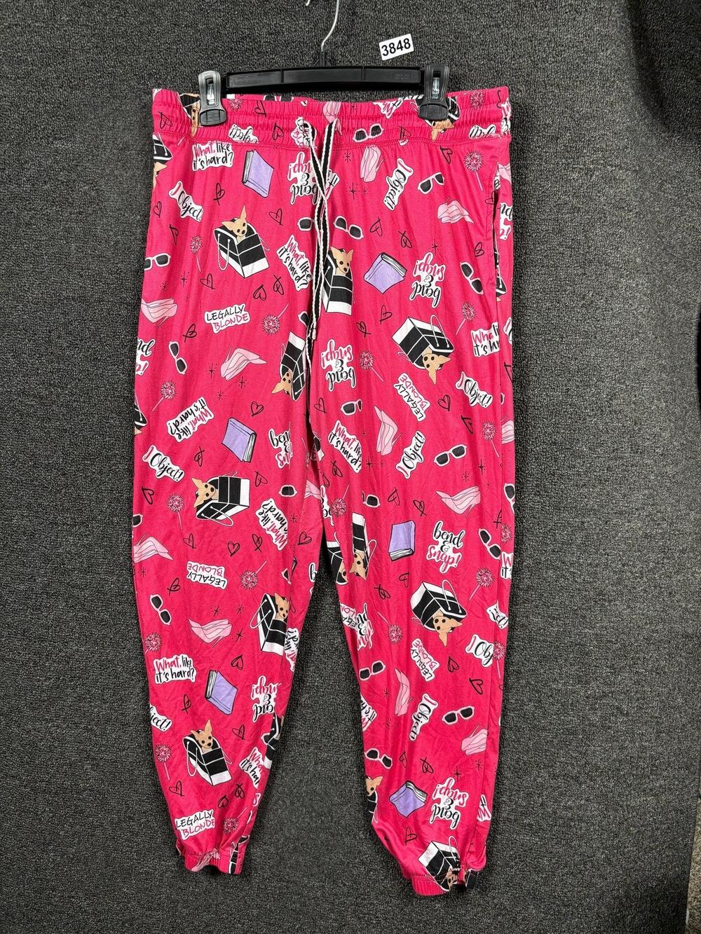 Legally Blonde Pants Womens Large Pink Joggers Lounge Pajama Movie Quotes Dog